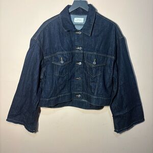 Vicolo Cropped Denim Jacket Boxy Oversized Dark Wash Made in Italy